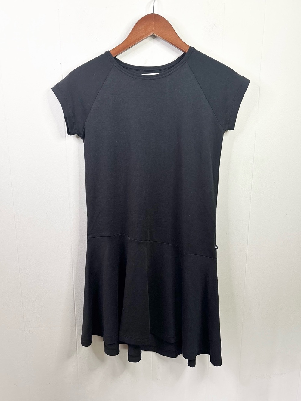 Molo black asymmetrical hem short sleeve dress mini girls size 11-12